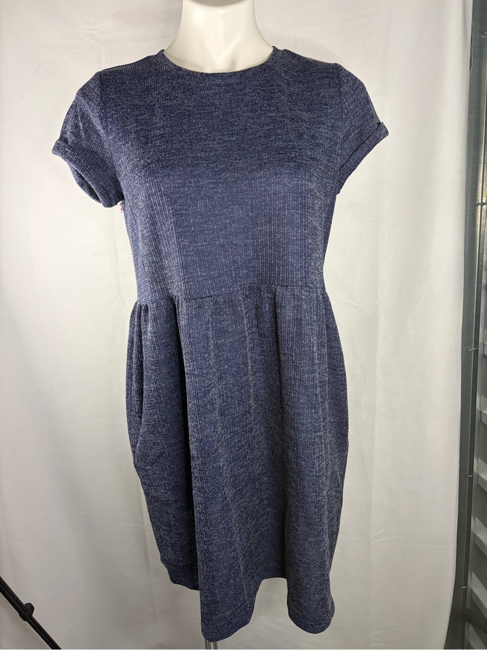 LOFT Heather Navy Short-Sleeve Knit Dress